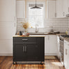 SoBuy FKW133-SCH Carrito de Cocina Mueble Auxiliar con Ruedas y Encimera Negro 99x40x85 cm