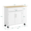 Carrinho de cozinha pré-venda-SoBuy FKW133-WN com rodas e bancada, branco, 99x40x85 cm