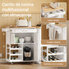 SoBuy FKW45-E-WN Carrito de Cocina con Enchufe y patas intercambiables Blanco