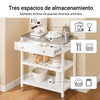 SoBuy FKW47-II-W Carrito de Servir con Encimera de Acero Inoxidable 2 Estantes y 2 cajones 81x90x45cm