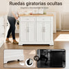 SoBuy FKW71-III-WN Isla de Cocina con ruedas 2 cajones y 4 Puertas Blanco 115x(46-71)x92cm