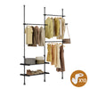 Cabide telescópico SoBuy FRG34-SCH com 3 barras e 3 cestos, preto
