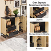 SoBuy FSB103-N Aparador de cozinha e sala com compartimento para micro-ondas (Ø6 cm) e prateleira em vidro, carvalho/preto