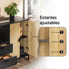 SoBuy FSB103-N Aparador de cozinha e sala com compartimento para micro-ondas (Ø6 cm) e prateleira em vidro, carvalho/preto