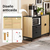 SoBuy FSB103-N Aparador de cozinha e sala com compartimento para micro-ondas (Ø6 cm) e prateleira em vidro, carvalho/preto
