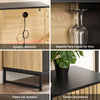 SoBuy FSB103-N Aparador de cozinha e sala com compartimento para micro-ondas (Ø6 cm) e prateleira em vidro, carvalho/preto