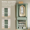 SoBuy FSB107-GR Armario Ropero Mueble Compacto Vertical con 4 Puertas de Ratán Verde 70x34x180 cm