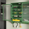 SoBuy FSB114-E-SY Armario de Pared Colgante Multiusos con Puertas de Cristal Verde Oscuro