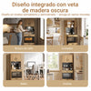 SoBuy FSB98-E-N Aparador Alacena de Cocina con 2 Tomas y 2 Puertos USB Marrón