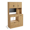 SoBuy FSB98-L-E-N Alacena de Cocina con Luces LED y Enchufes Roble Claro 100x40x170 cm