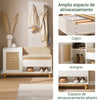 SoBuy FSR128-W Banco Zapatero con 2 Estantes 1 Cajón y 1 Puerta Beige Blanco