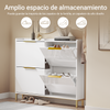 SoBuy FSR206-GW Sapateira estreita 19 cm Sapateira com 4 portas Corredor Branco 100x19x90 cm