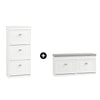 SoBuy FSR64-W+FSR94-W Set de 2 Zapateros Estrechos Armario alto + Banco Blanco