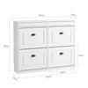 SoBuy FSR79-WG Zapatero Estrecho 4 Solapas para Entrada y Recibidor | Madera Envejecida Blanca