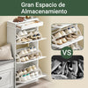 SoBuy FSR94-WG Sapateira estreita para entrada e corredor, 3 abas, madeira branca antiga