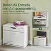 SoBuy FSR95-W Banco Zapatero con Asiento 60cm Blanco Solapa Abatible