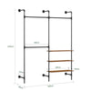 SoBuy KLS18-SCH Perchero de pared industrial con 3 barras y 3 estantes de MDF Negro