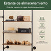 SoBuy KLS18-SCH Perchero de pared industrial con 3 barras y 3 estantes de MDF Negro