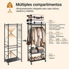 SoBuy KLS22-SCH Perchero plegable Estilo Industrial con Ruedas, portaequipajes & estantes Negro