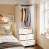 SoBuy KSB04-W Armario Ropero Blanco con 2 Puertas y 3 Cajones Mueble Auxiliar Pequeño con Luz LED