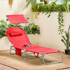 SoBuy OGS48-R Tumbona Plegable con Respaldo Reclinable y Parasol