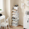 SoBuy STR14-W Estantería de pared de madera blanca mate Librería estrecha con 7 baldas